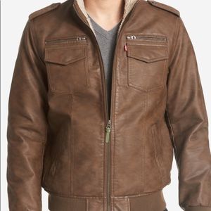 Levi's Faux-Leather Aviator Jacket Fleece Lining